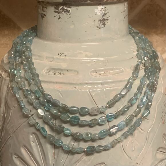 Jay King Necklace Multi Strand Sterling Silver and Blue Apatite DTR - Picture 2 of 9